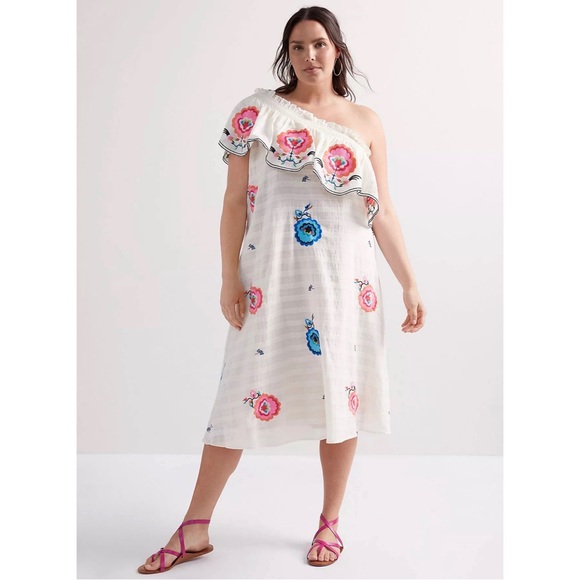 Anthropologie Plenty by Tracy Reese Embroidered One Shoulder Maxi Dress NWT XL - Picture 2 of 16